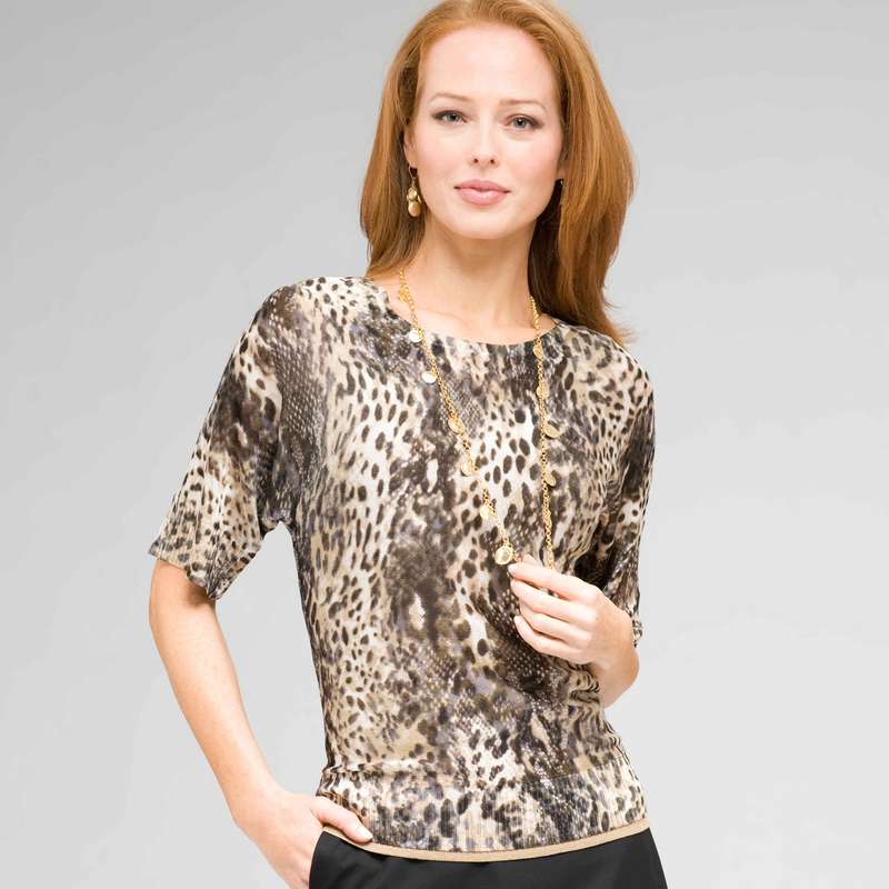 Animal print Boat Neck Sweater, Multi, large image number 0